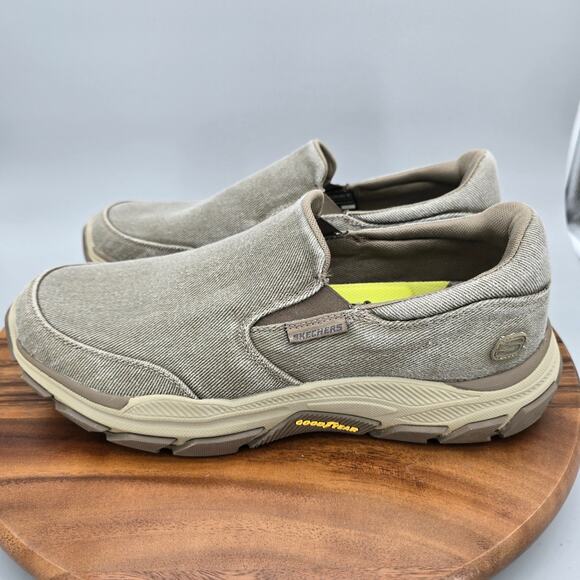 Skechers Shoes Mens 11.5 Taupe Canvas Slip On Comfort Relaxed Fit Casual Sneaker main image 5